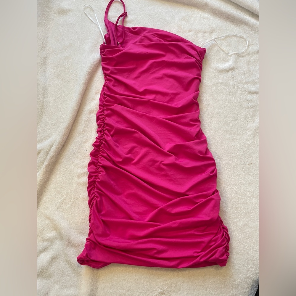 Mini Pink hello molly scrunched dress one strap small
